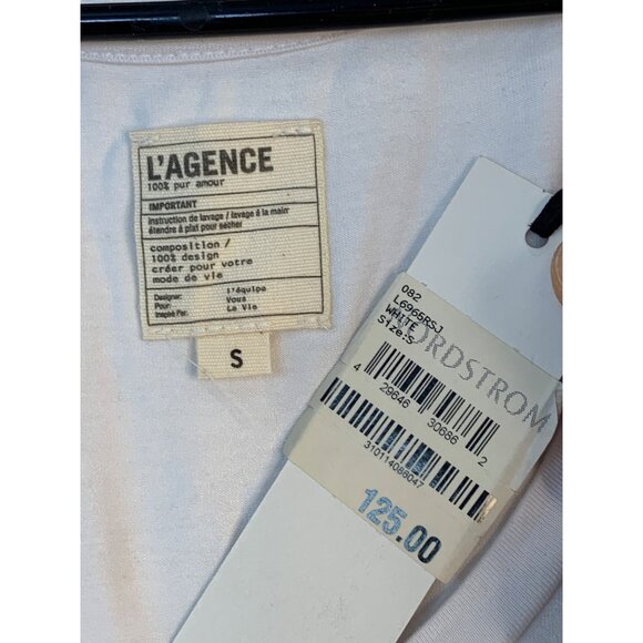 LAgence White S/S Scoop Neck Rayon Blend Luxury Shirt Dress Size S 8694 - Picture 4 of 10